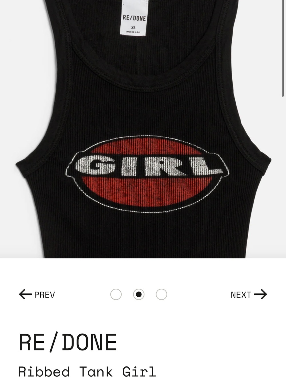 Re/Done Black Ribbed Tank Top with Red 'GIRL' Logo - Kids
